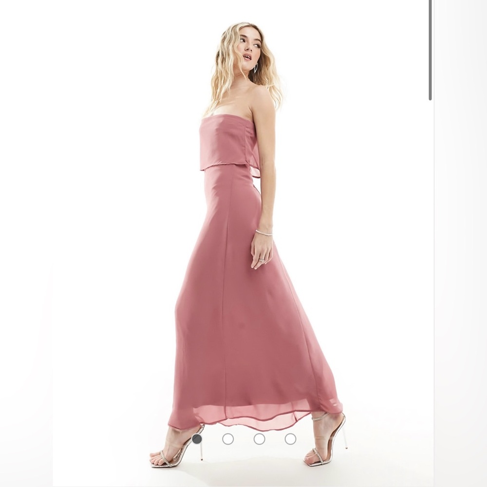 NWT VILA Bandeau Maxi Evening 'MILINA' Dress with straps in rose